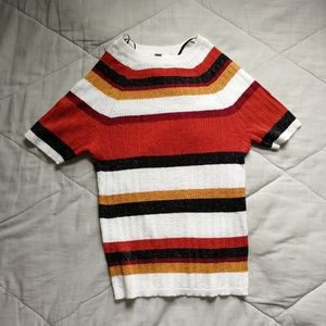 H&M Ribbed striped metallic t-shirt XS BNWOT
